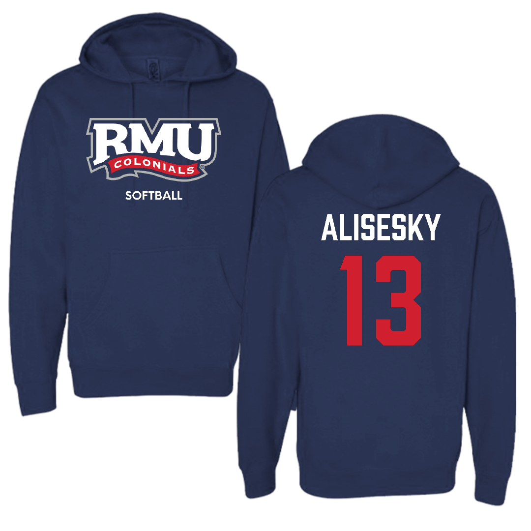 Robert Morris University Softball Navy Hoodie - #13 Morgan Alisesky