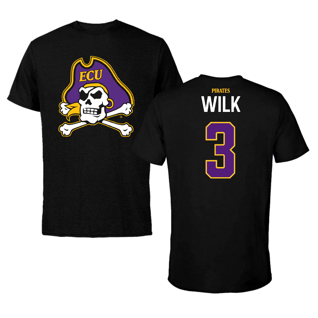 East Carolina University Football Black Performance Tee - #3 Teagan Wilk