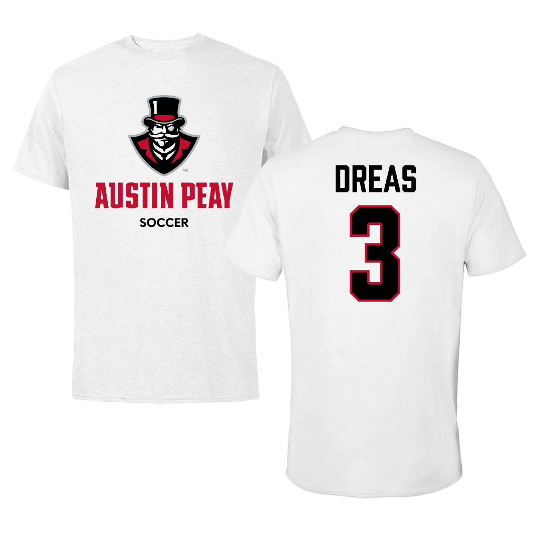 Austin Peay State University Soccer (W) White Tee - #3 Ellie Dreas