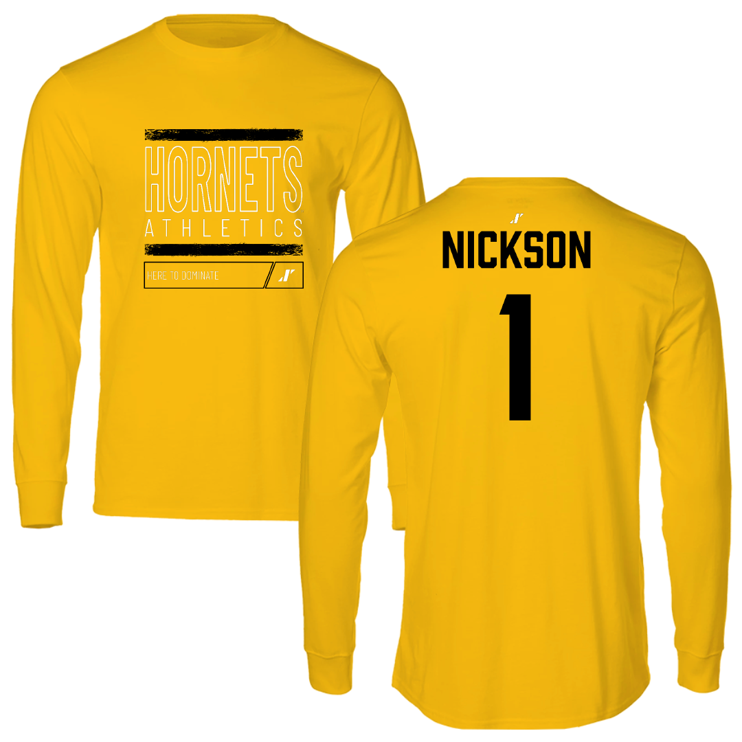 Alabama State University Football Gold Dominate Long Sleeve - #1 Willie Nickson