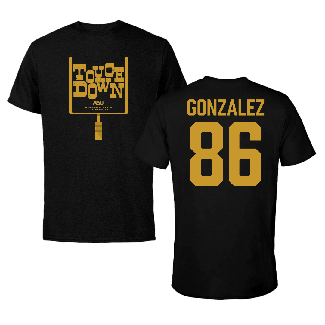 Alabama State University Football Black Touchdown Tee - #86 Drake Gonzalez