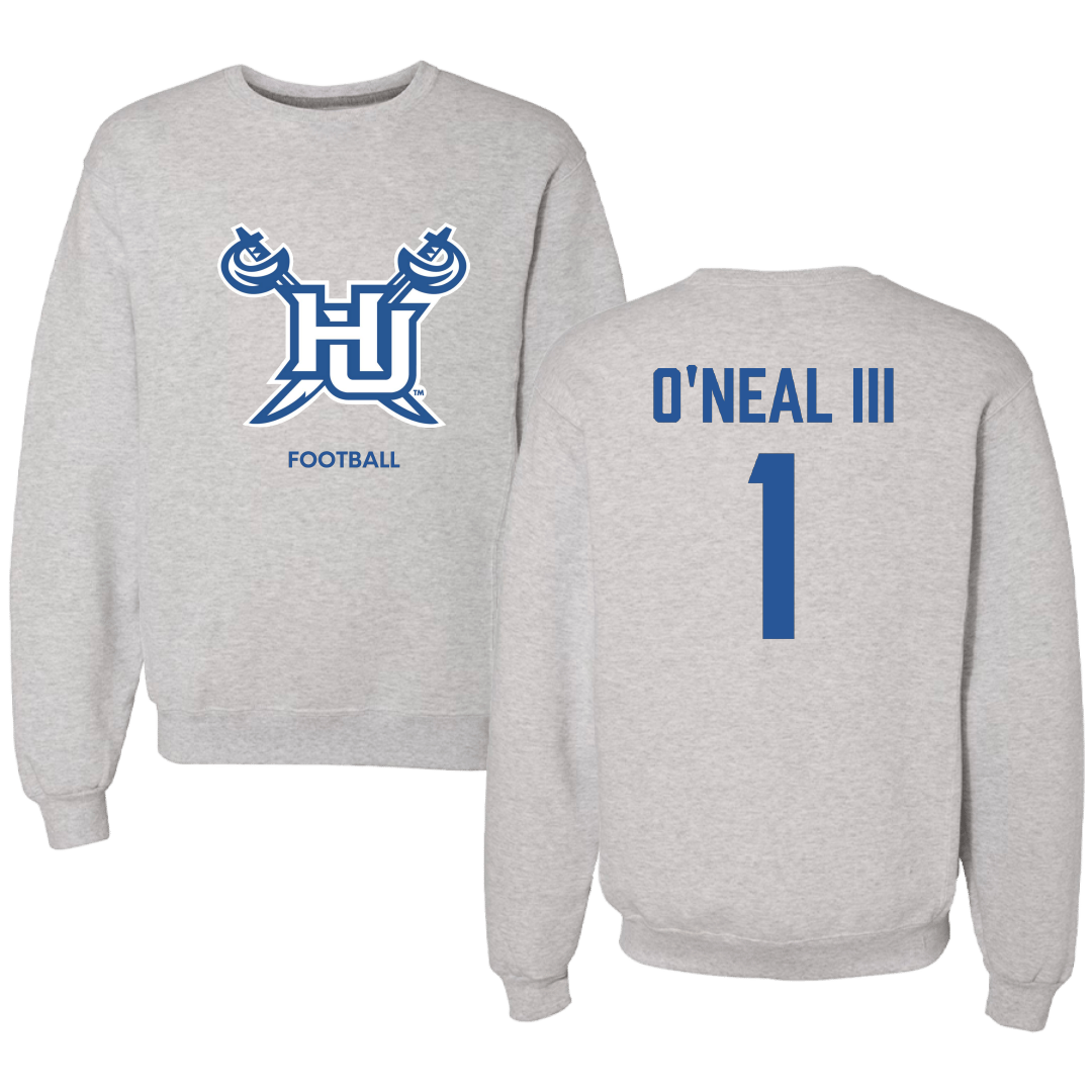 Hampton University Football Light Gray Crewneck - #1 Harold O'Neal III