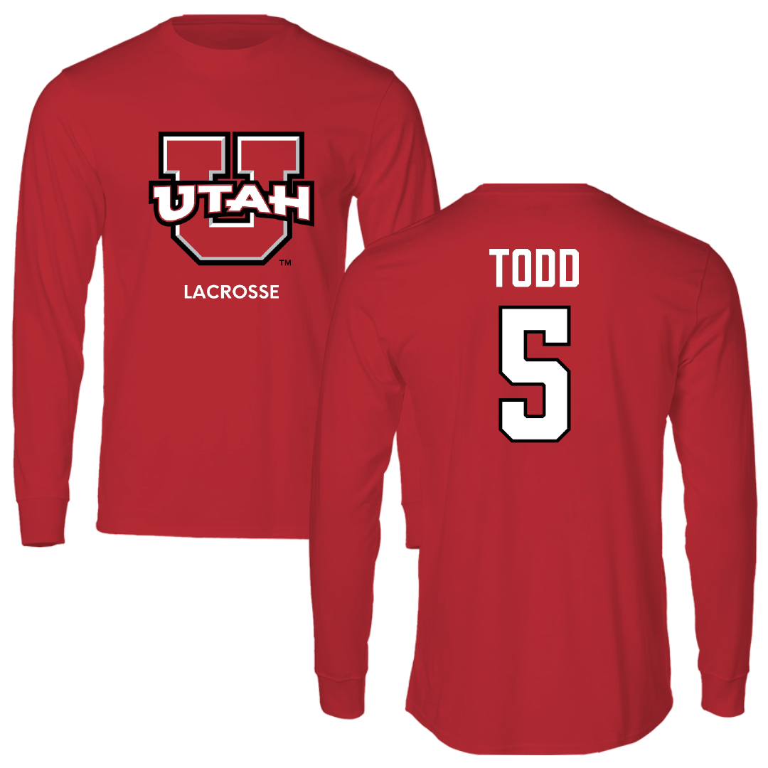 University of Utah Lacrosse (M) Red Utes Performance Long Sleeve - #5 Koa Todd