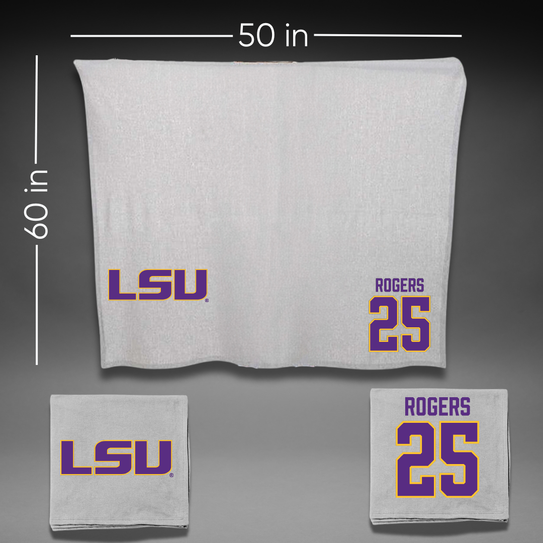 Louisiana State University Soccer Gray Blanket - #25 Senai Rogers