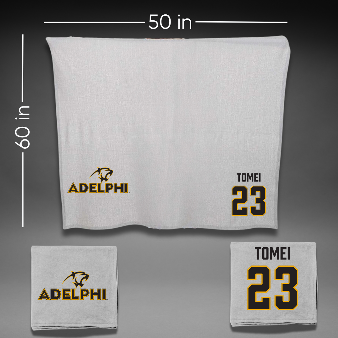 Adelphi University Lacrosse (M) Gray Blanket - #23 Christian Tomei