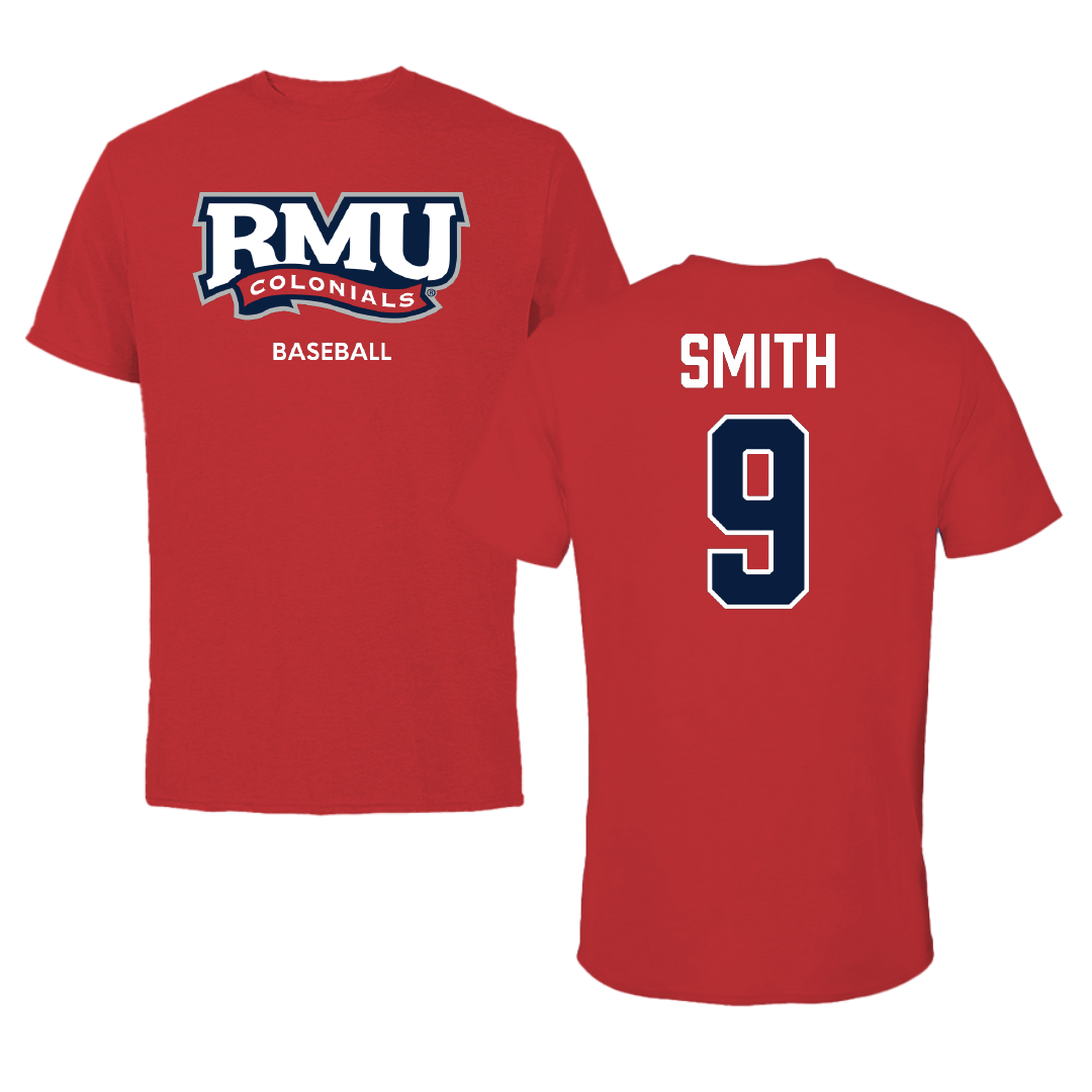 Robert Morris University Baseball Red Colonials Performance Tee - #9 Caden Smith