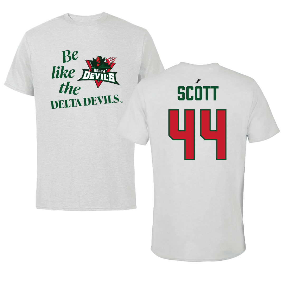 Mississippi Valley State University Baseball Light Gray Be Like Us Performance Tee - #44 Danny Scott