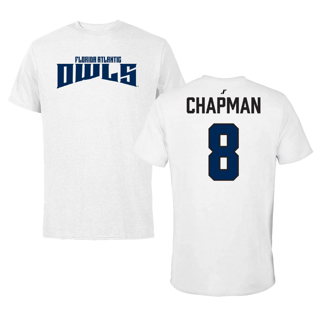 Florida Atlantic University Soccer White Classic Tee - #8 Caleb Chapman