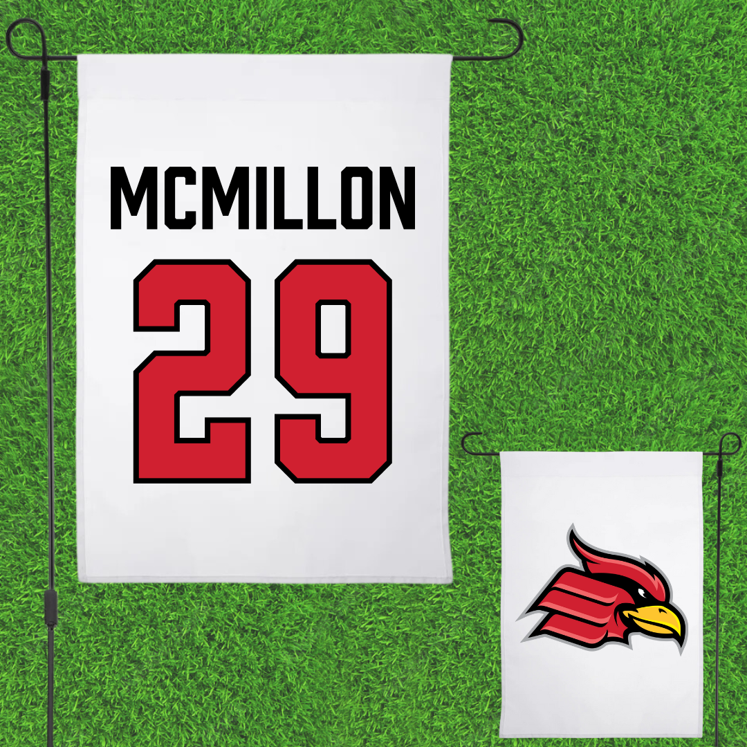 Wheeling University Football White Garden Flag - #29 Darius McMillon