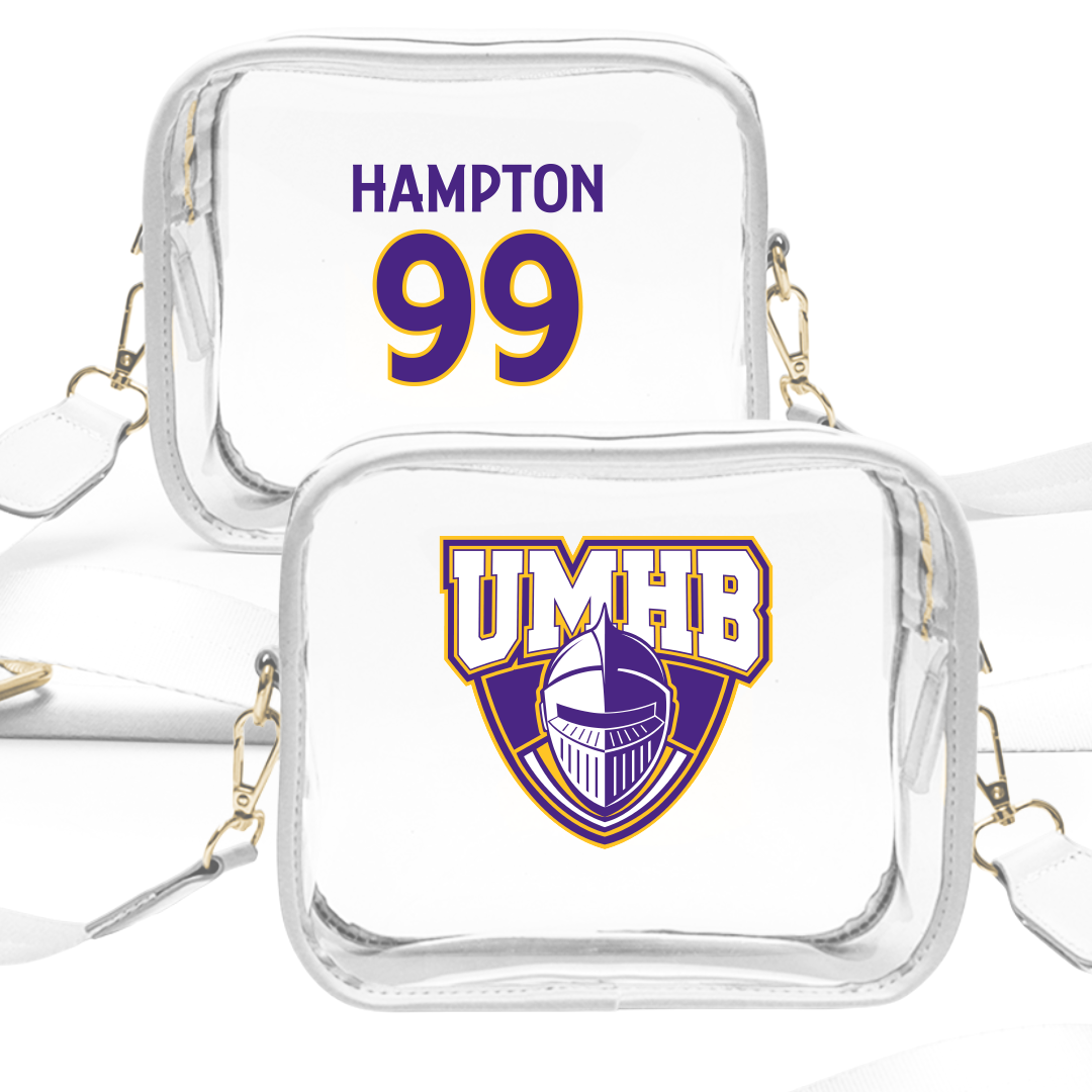 University of Mary Hardin-Baylor Baseball White Clear Stadium Bag - #99 Zach Hampton