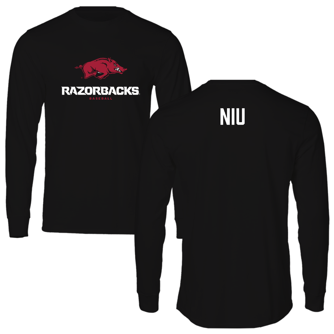 University of Arkansas Baseball Black Long Sleeve - Maika Niu