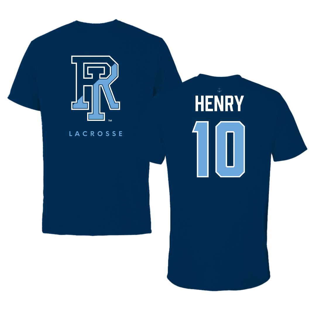 University of Rhode Island Lacrosse Navy Performance Tee - #10 Sam Henry