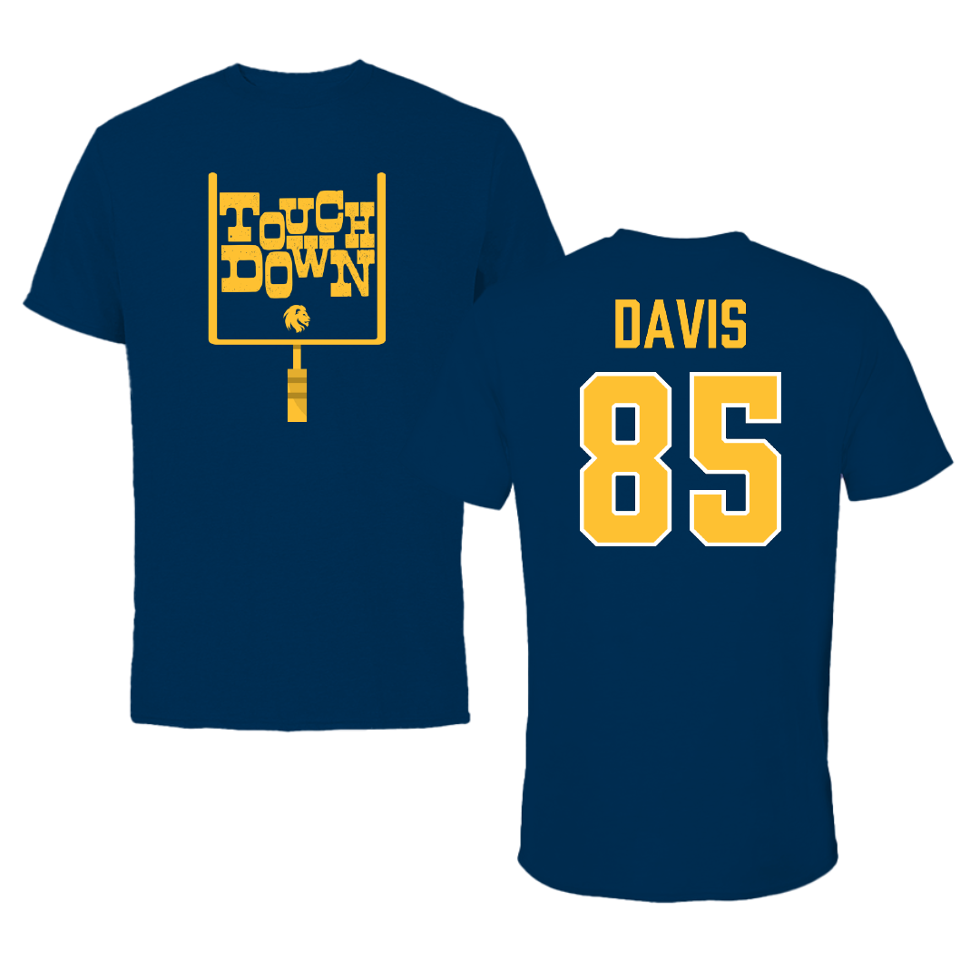 East Texas A&M University Football Navy Touchdown Tee - #85 Brycen Davis