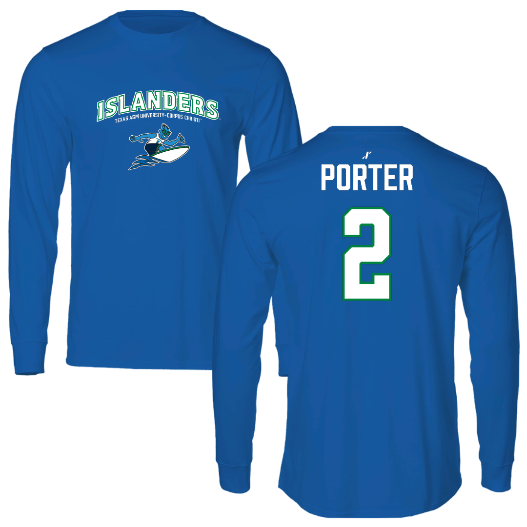 Texas A&M University-Corpus Christi Soccer Blue General Performance Long Sleeve - #2 Katie Porter