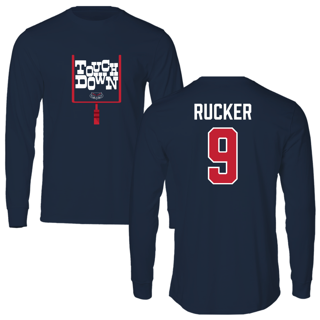 Florida Atlantic University Football Navy Touchdown Long Sleeve - #9 Luke Rucker