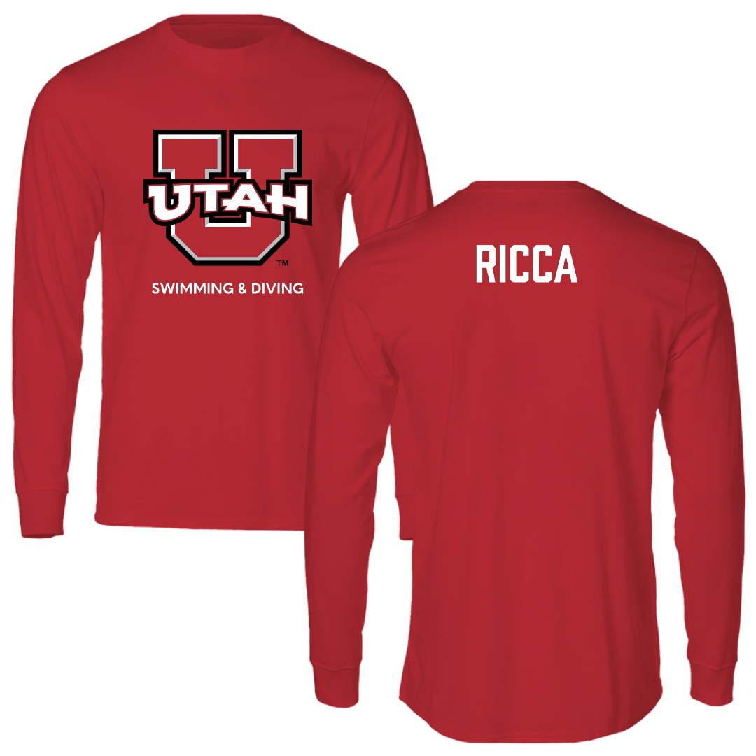 University of Utah Swimming & Diving Red Utes Long Sleeve - Chance Ricca