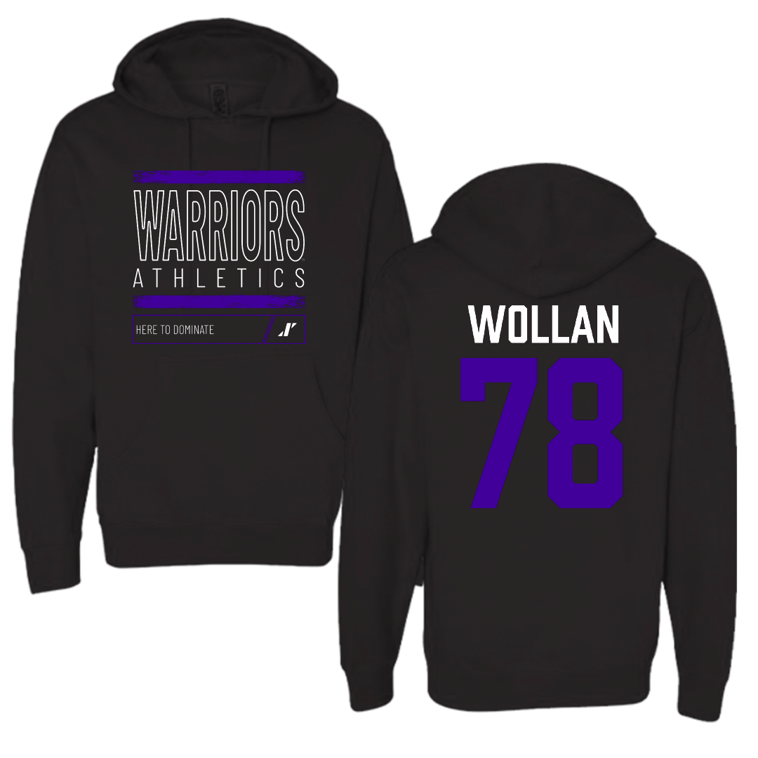 Winona State University Football Black Dominate Hoodie - #78 Garit Wollan