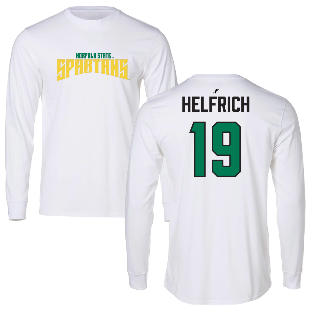 Norfolk State University Football White Classic Performance Long Sleeve - #19 Evan Helfrich