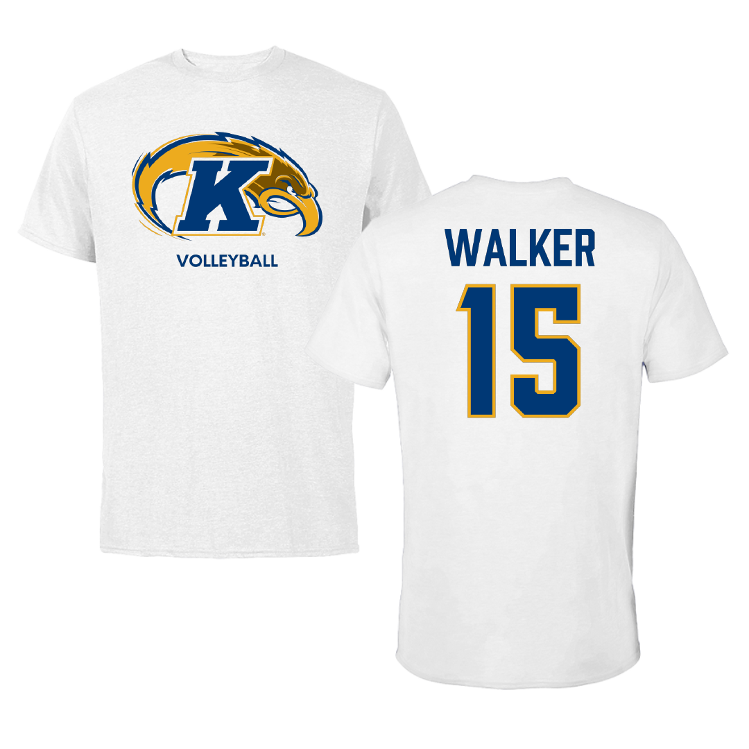 Kent State University Volleyball (W) White Performance Tee - #15 Sydney Walker