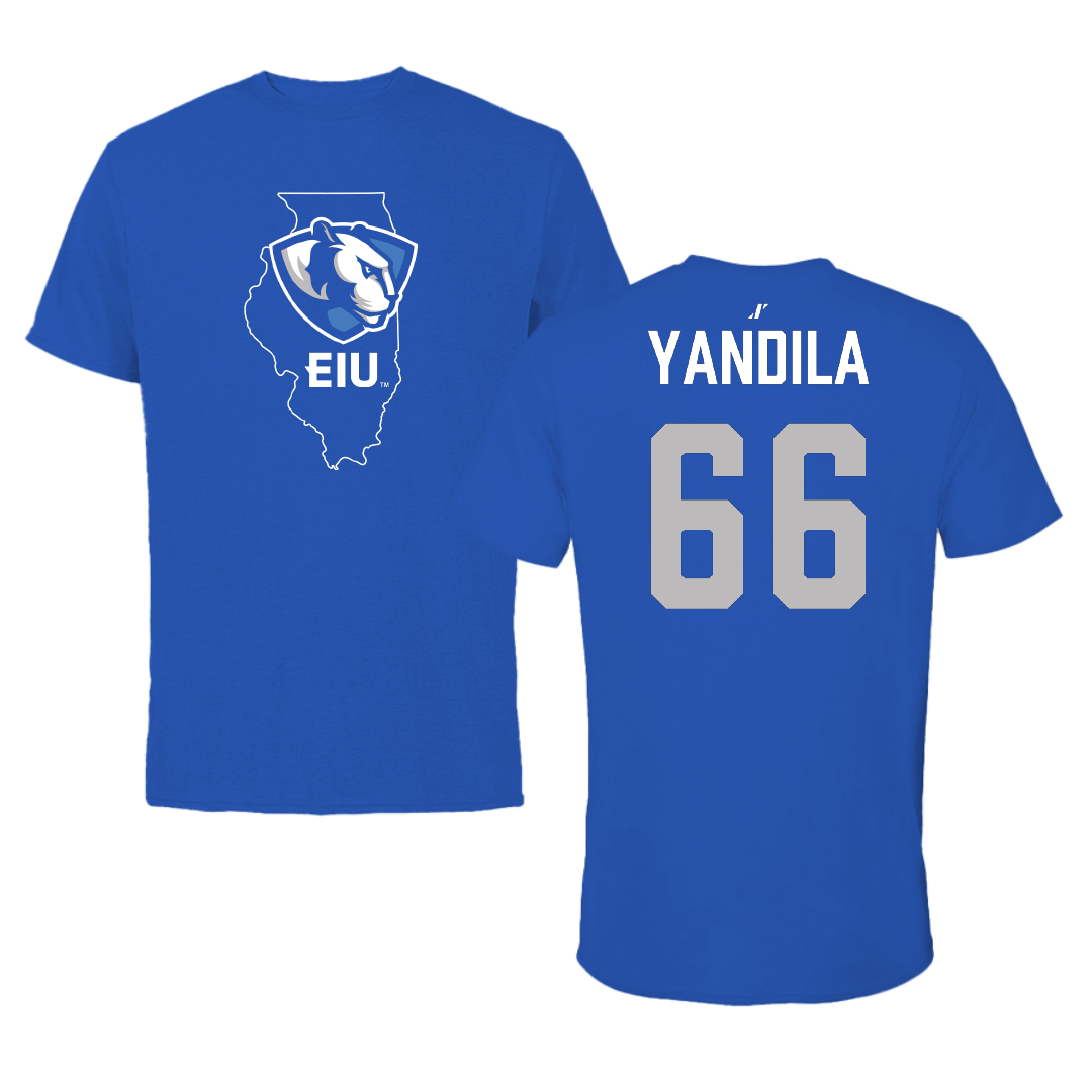 Eastern Illinois University Football Blue State Performance Tee - #66 Jordan Yandila
