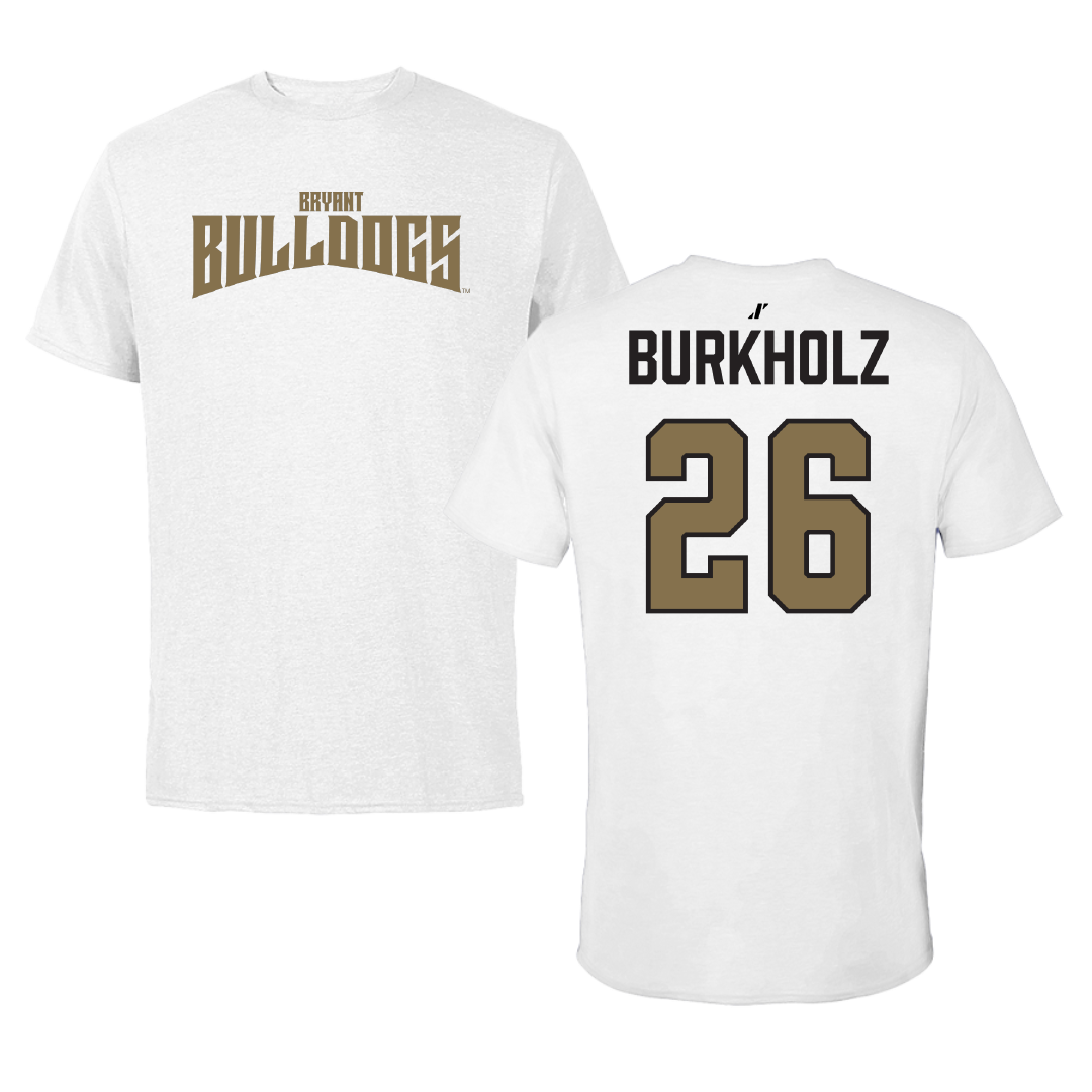 Bryant University Baseball White Classic Performance Tee - #26 Max Burkholz