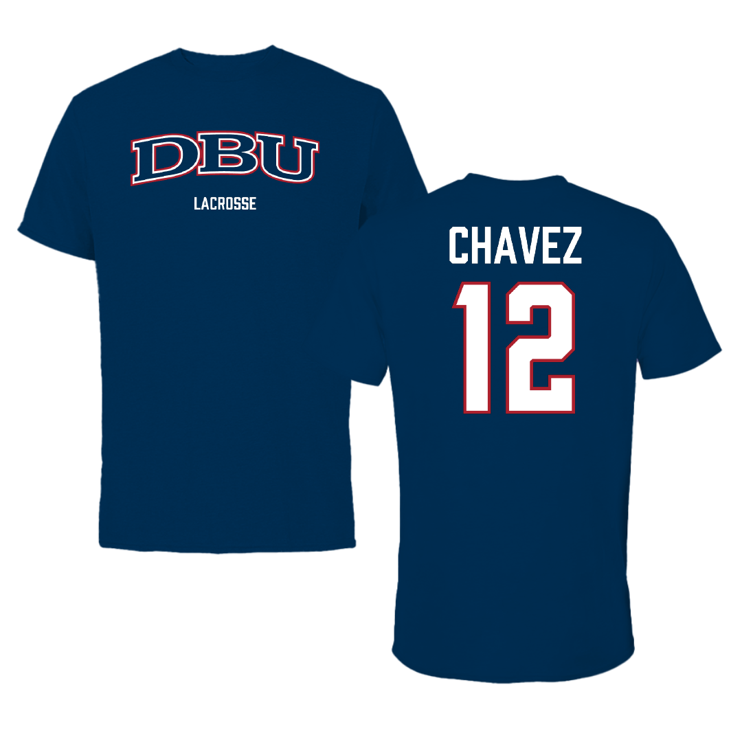 Dallas Baptist University Lacrosse (M) Navy Performance Tee - #12 Luis Chavez