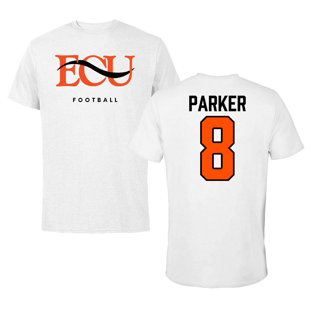 East Central University Football White Performance Tee - #8 Darwin Parker