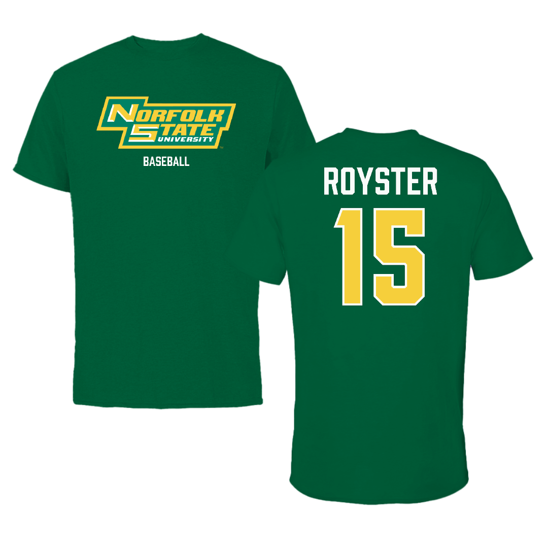 Norfolk State University Baseball Green Performance Tee - #15 Liam Royster