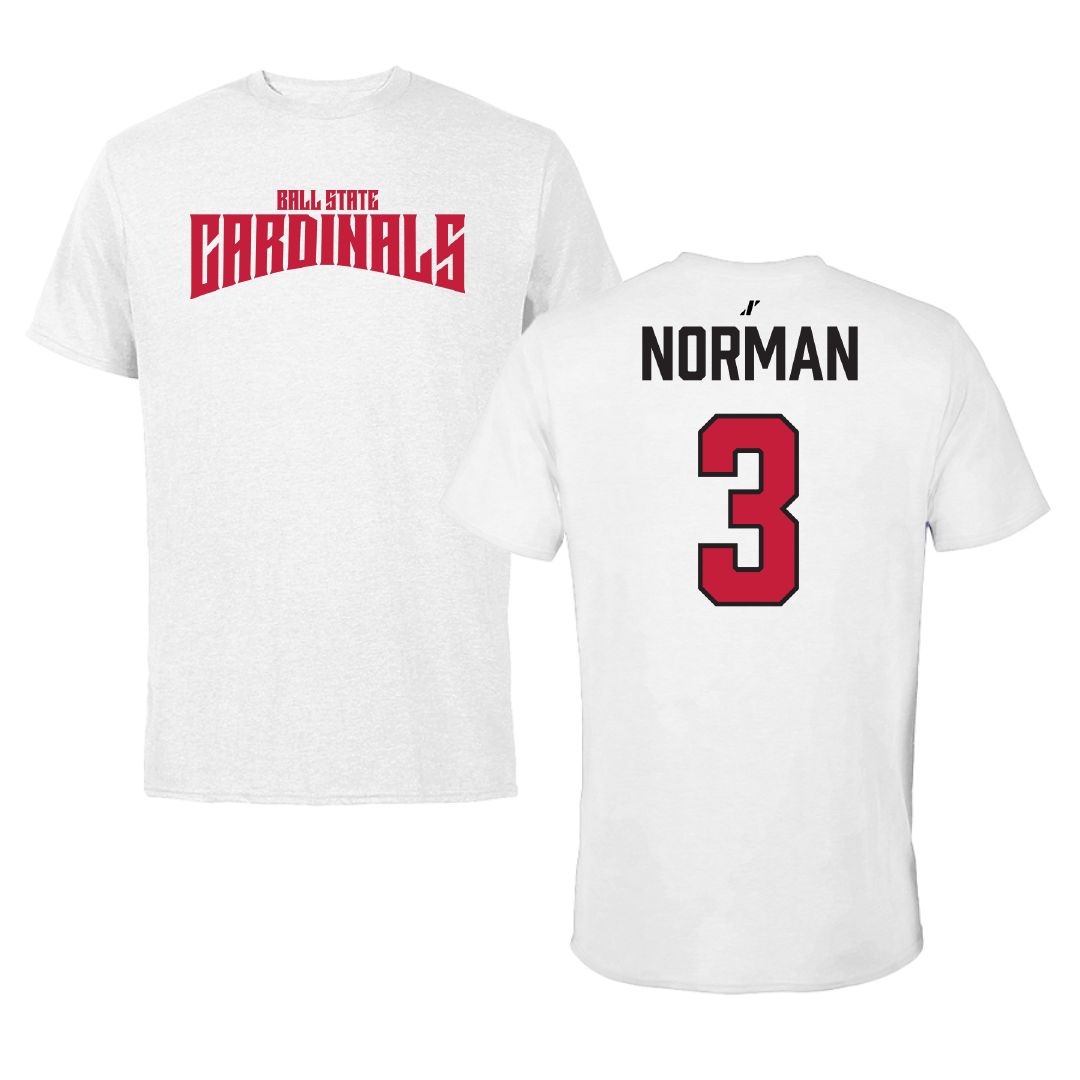 Ball State University Basketball White Classic Tee - #3 Karsyn Norman