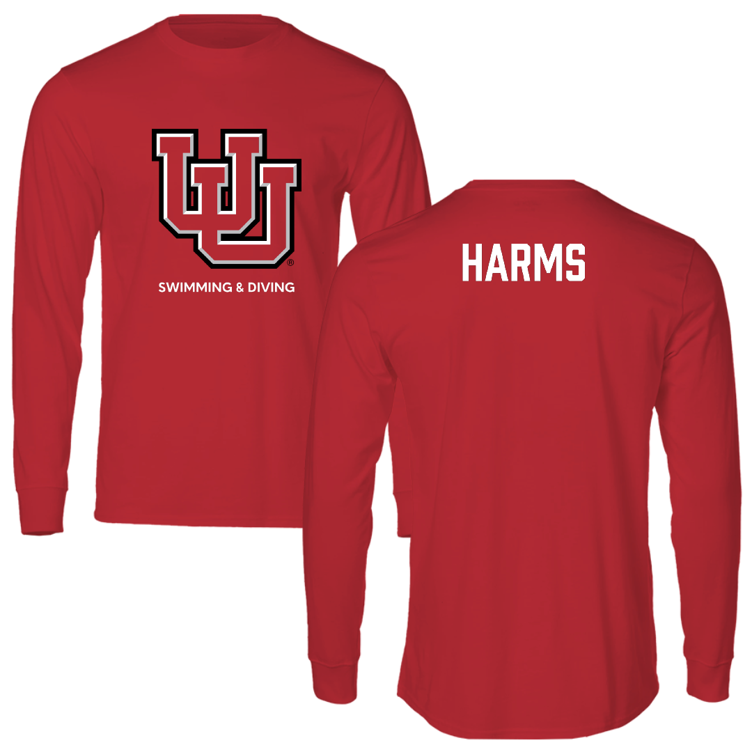 University of Utah Swimming & Diving Red Block Performance Long Sleeve - Ike Harms
