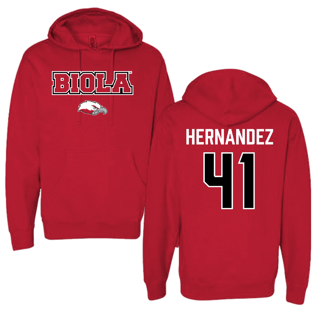 Biola University Baseball Red Hoodie - #41 Nathan Hernandez