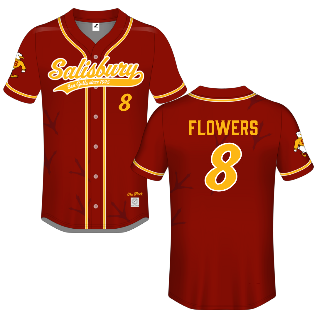 Salisbury University Maroon Campus Connect Button-Down Jersey - #8 Sam Flowers