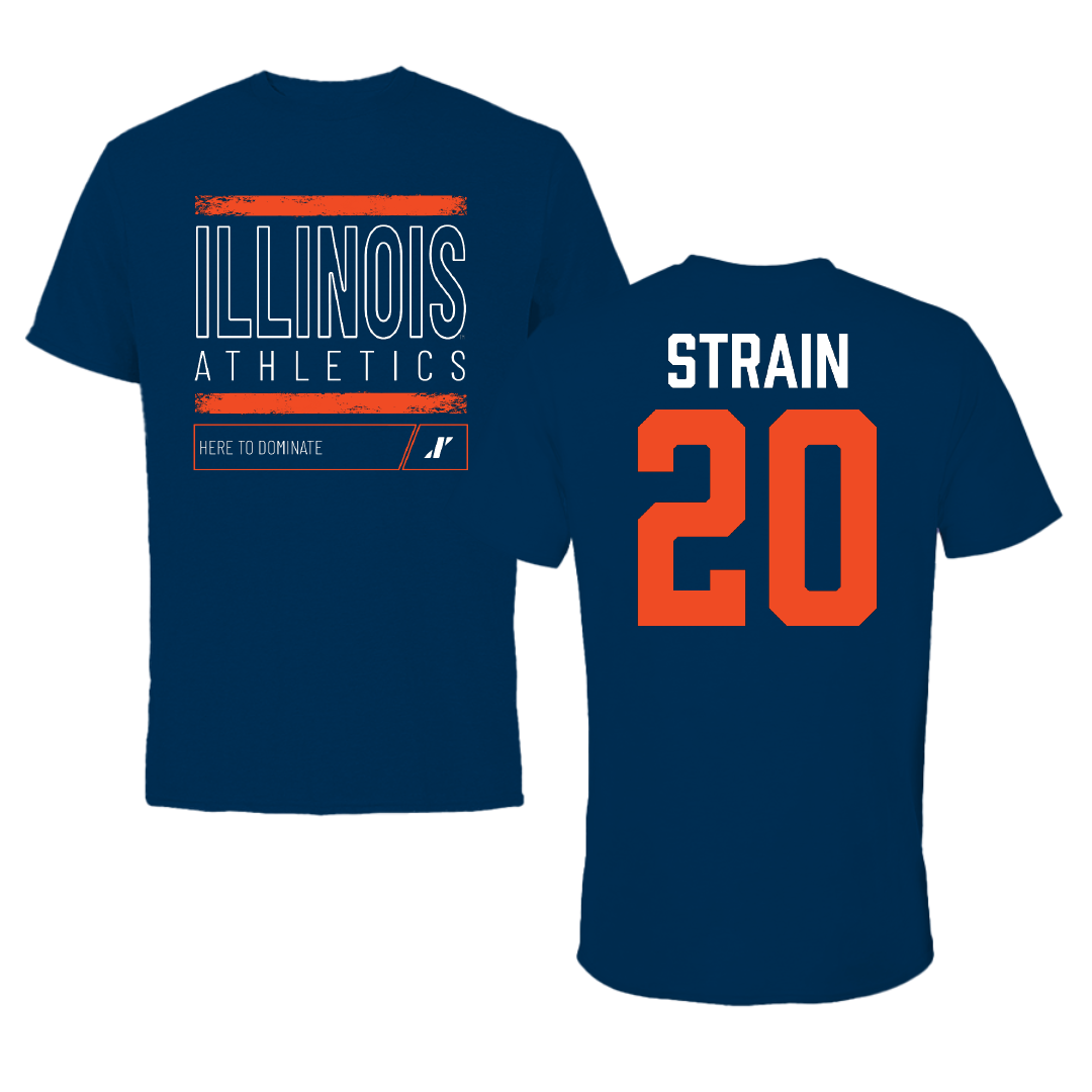 University of Illinois Football Navy Dominate Performance Tee - #20 Tyler Strain