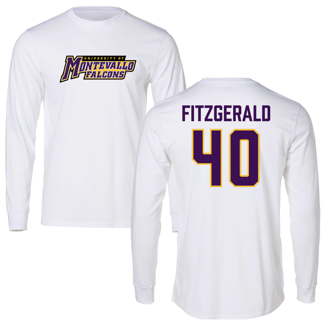 University of Montevallo Baseball White Performance Long Sleeve - #40 Jack Fitzgerald
