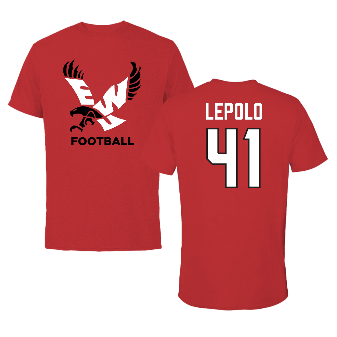 Eastern Washington University Football Red Performance Tee - #41 Tyler Lepolo