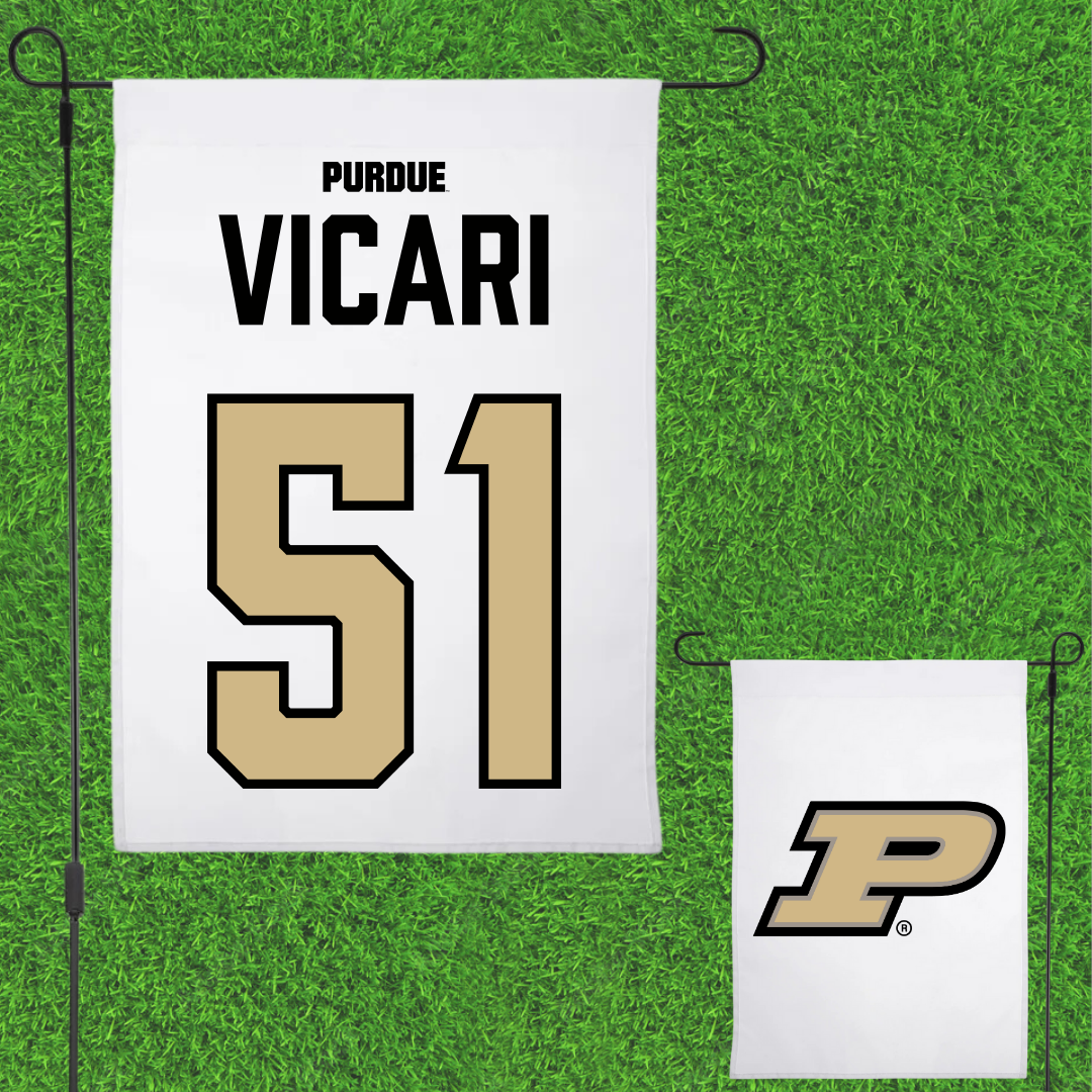 Purdue University Football White Garden Flag - #51 Mason Vicari