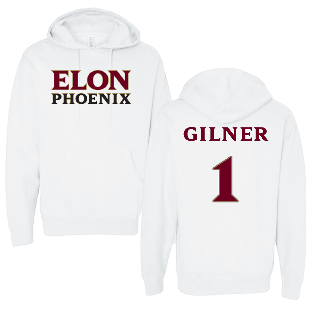 Elon University Lacrosse White Hoodie - #1 Addie Gilner