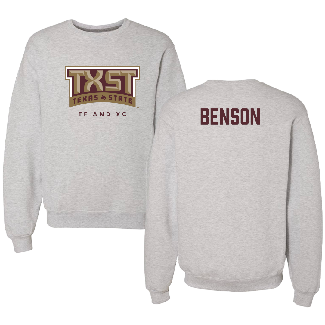 Texas State University TF and XC Gray Crewneck - Peyton Benson