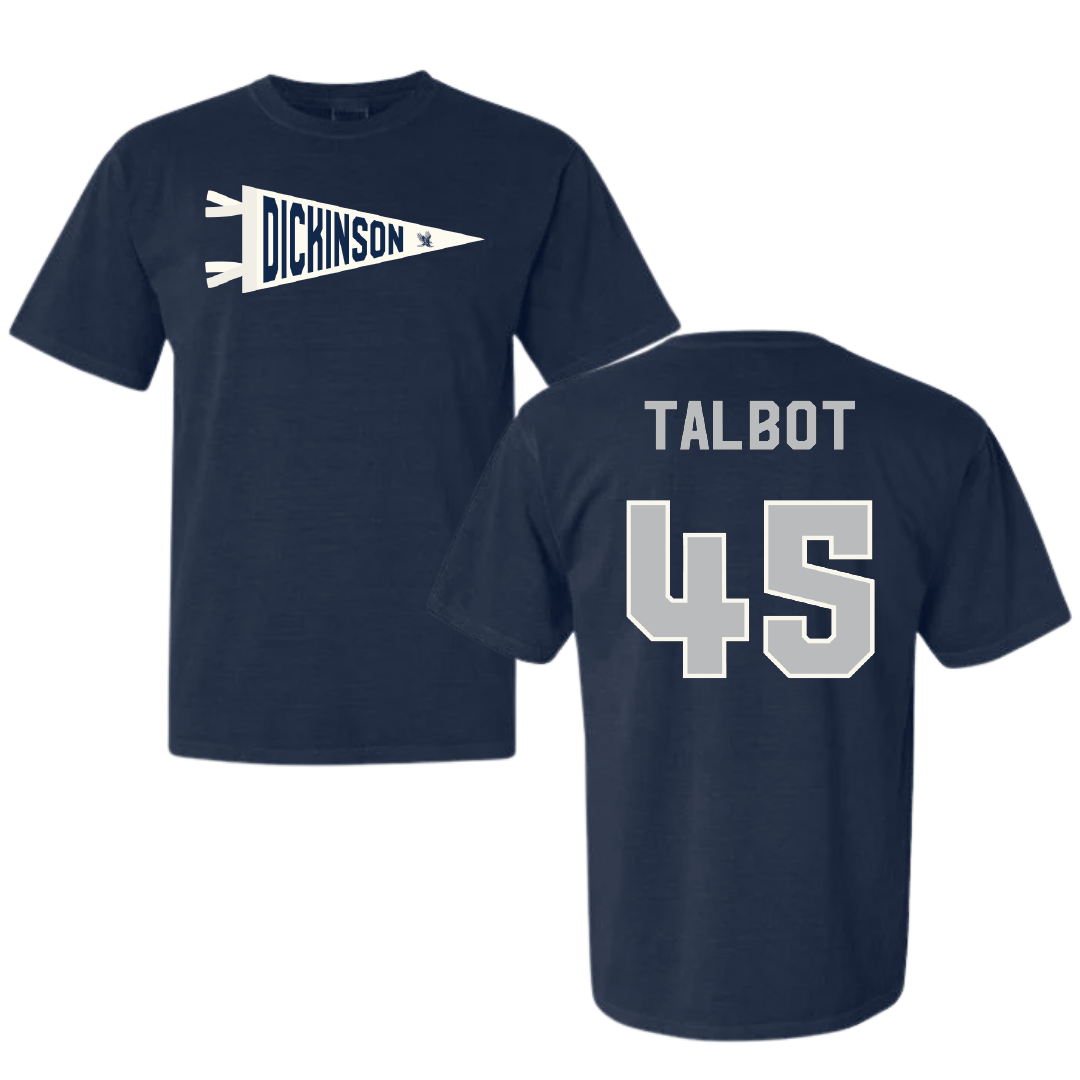 Dickinson State University Football Navy Pennant Comfort Colors Tee - #45 Brooks Talbot