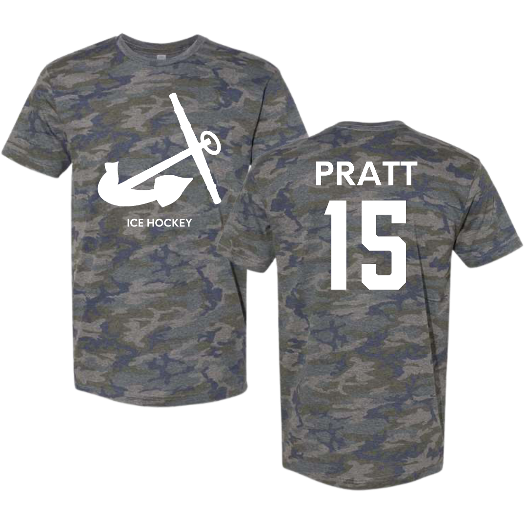 Hope College Ice Hockey (M) Vintage Camo Tee - #15 Cade Pratt