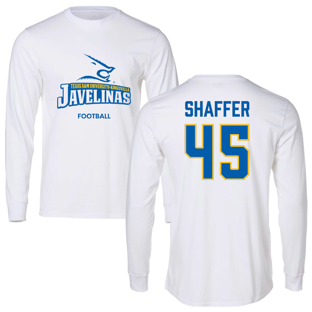 Texas A&M University-Kingsville Football White Long Sleeve - #45 Luke Shaffer