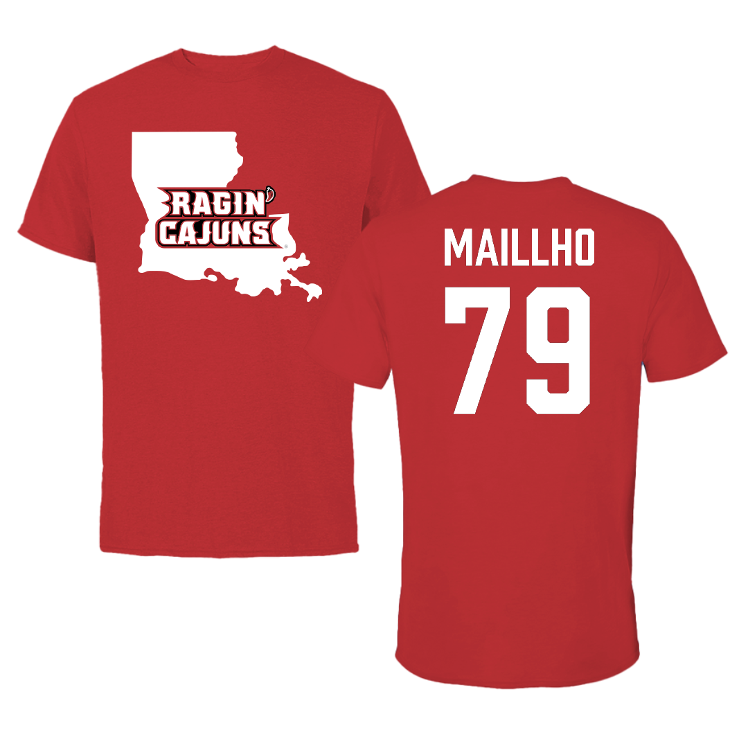 University of Louisiana at Lafayette Football Red State Tee - #79 Andre Maillho