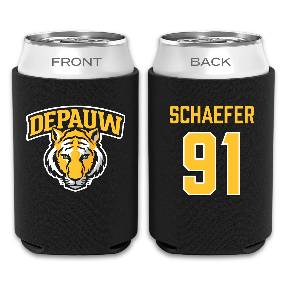 DePauw University Football Black Can Cooler - #91 Aiden Schaefer