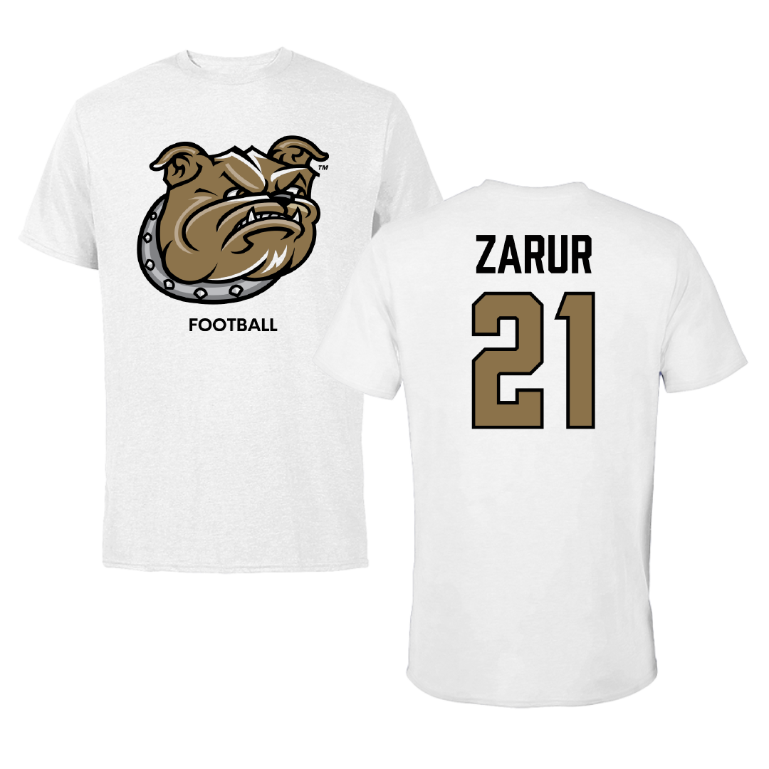 Bryant University Football White Performance Tee - #21 Antonio Zarur