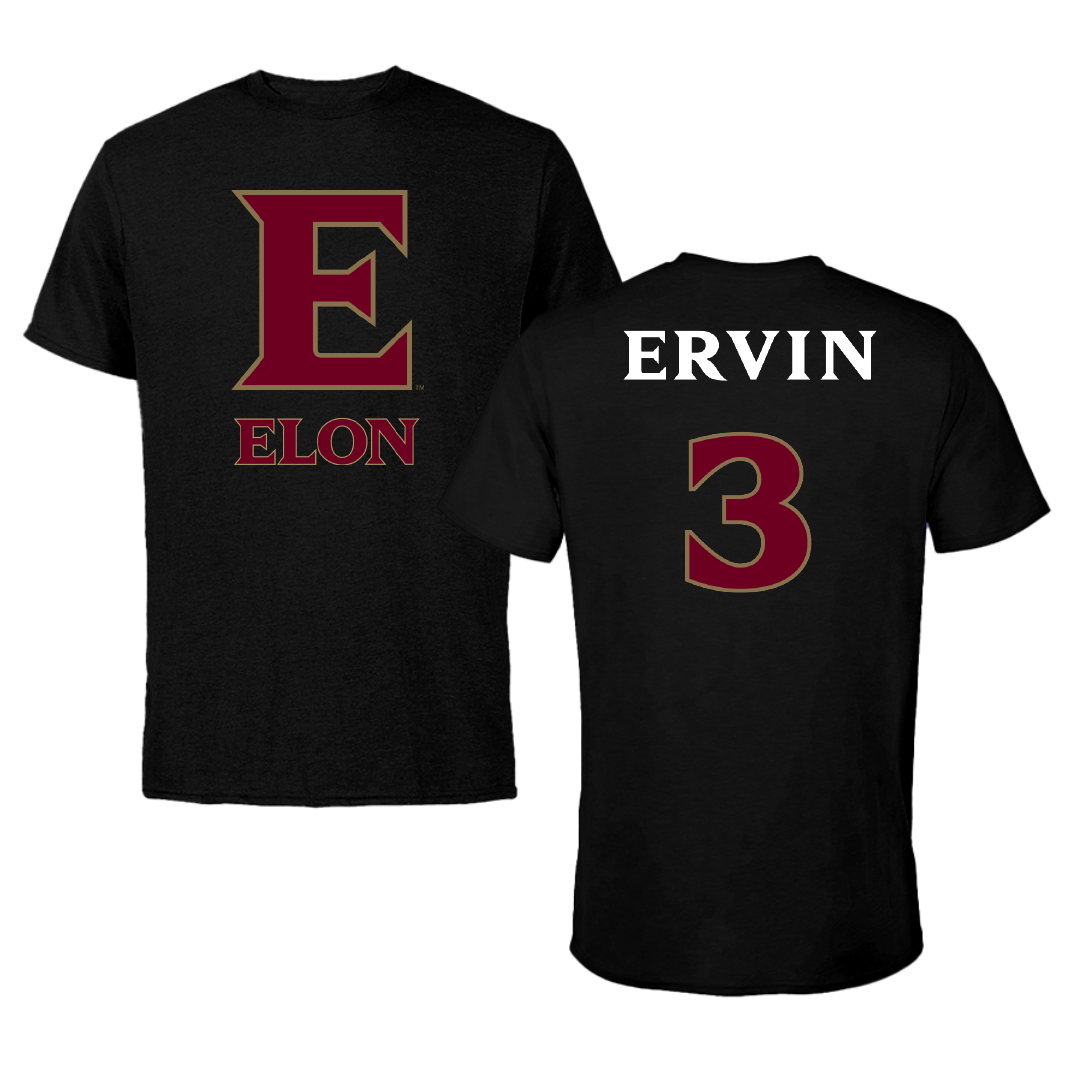 Elon University Basketball Black Tee - #3 Alyssa Ervin
