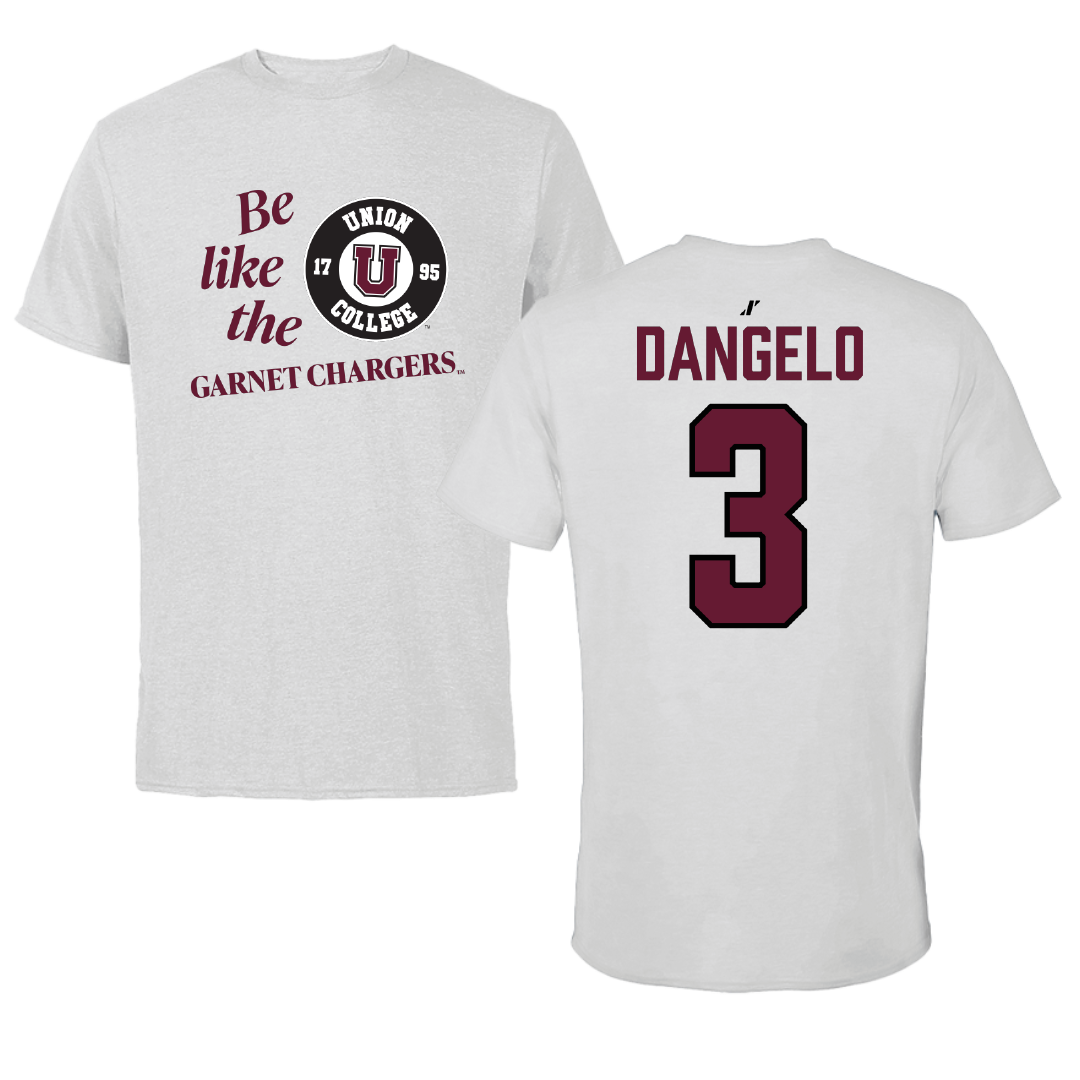 Union College Lacrosse Light Gray Be Like Us Performance Tee - #3 Thomas DAngelo