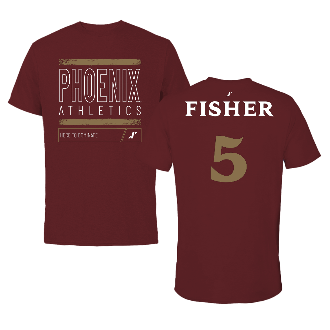 Elon University Lacrosse Maroon Dominate Performance Tee - #5 Sammy Fisher