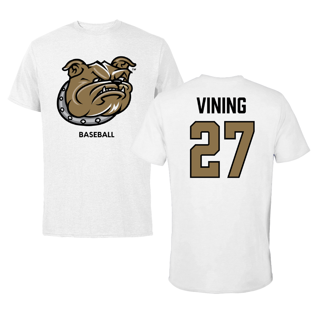 Bryant University Baseball White Performance Tee - #27 Aidan Vining