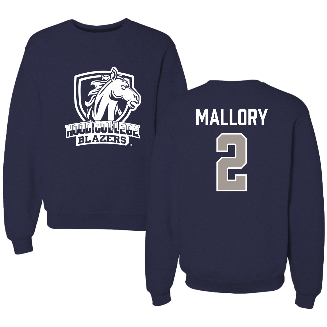 Hood College Basketball Navy Crewneck - #2 Karron Mallory