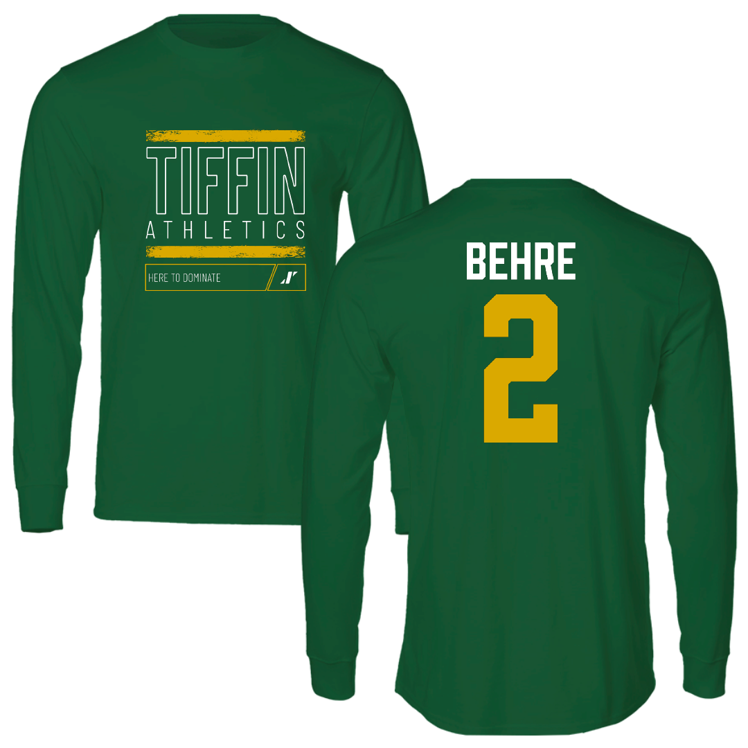 Tiffin University Lacrosse Green Dominate Long Sleeve - #2 Jack Behre
